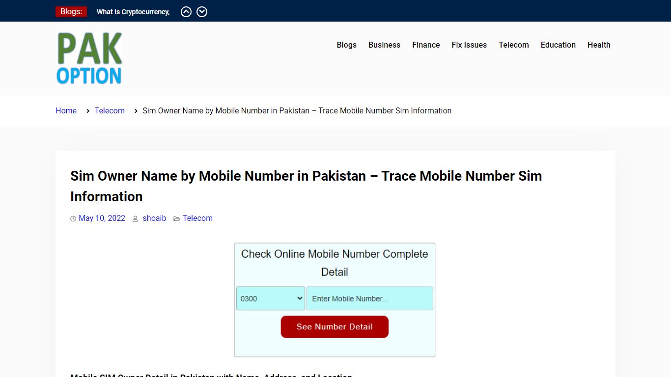 Sim Owner Name by Mobile Number with Location & Address in Pakistan