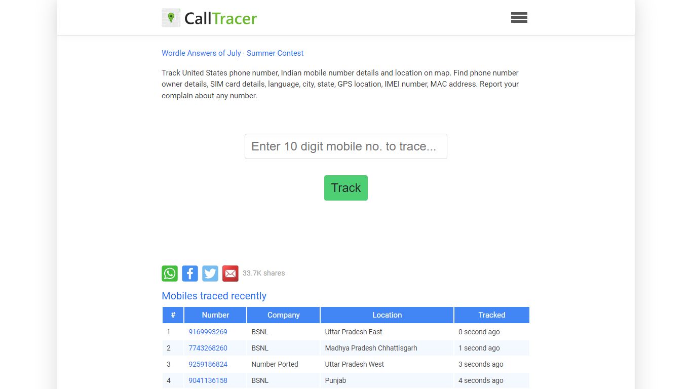 Trace mobile number details with name address location